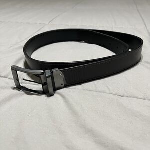 Mens Dark Brown Leather Belt Size 34/85 Bonded Leather Belt Buckle 9X06009